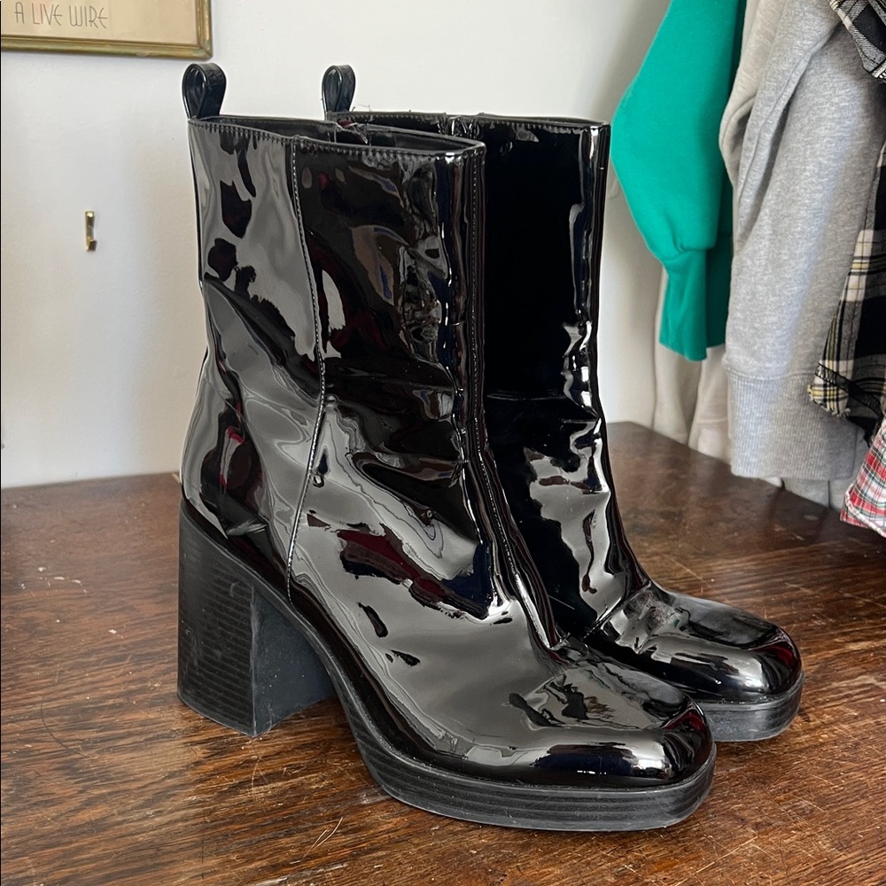 Nordstrom Glossy Black Heeled Boots